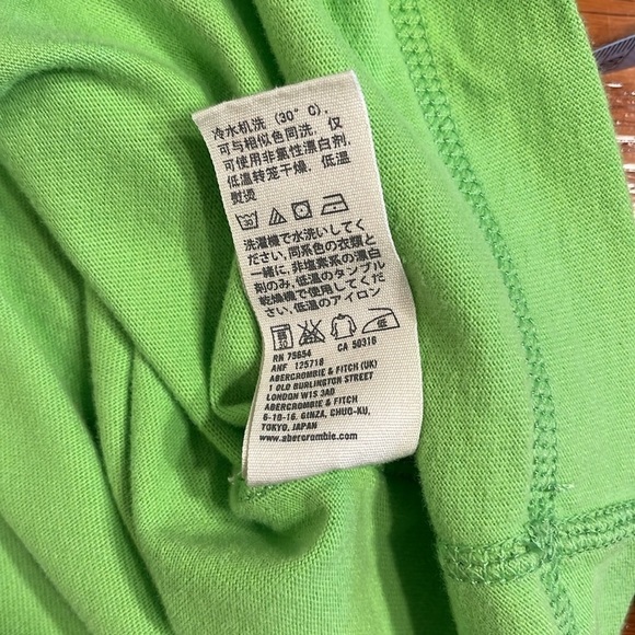 Abercrombie & Fitch L lime green muscle cotton short sleeve tshirt raised logo - Picture 8 of 8